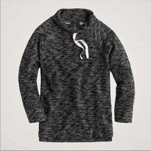 J. Crew Oversized Funnel Neck Heavy Knit Sweatshirt Heathered Black Women’s L/XL